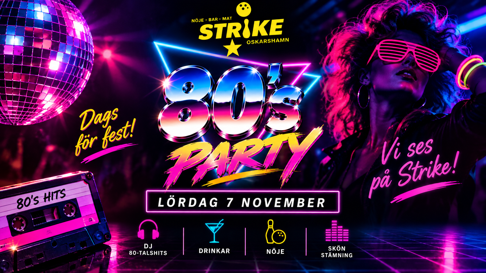 80-talsfest på Strike Oskarshamn, lördag 7 november